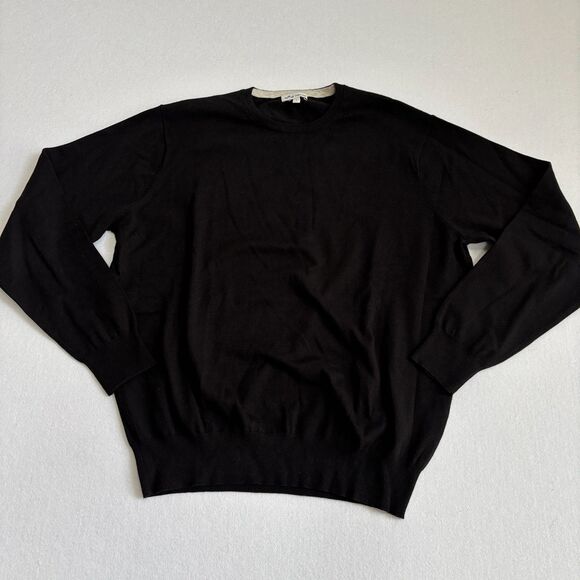 Peter Millar Pima Cotton Silk Cashmere Sweater Mens L Black Pullover Classic - Picture 1 of 8